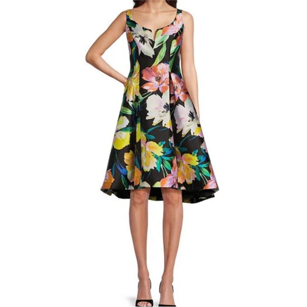 Adrianna Papell Multicolor Floral High Low Dress size 10